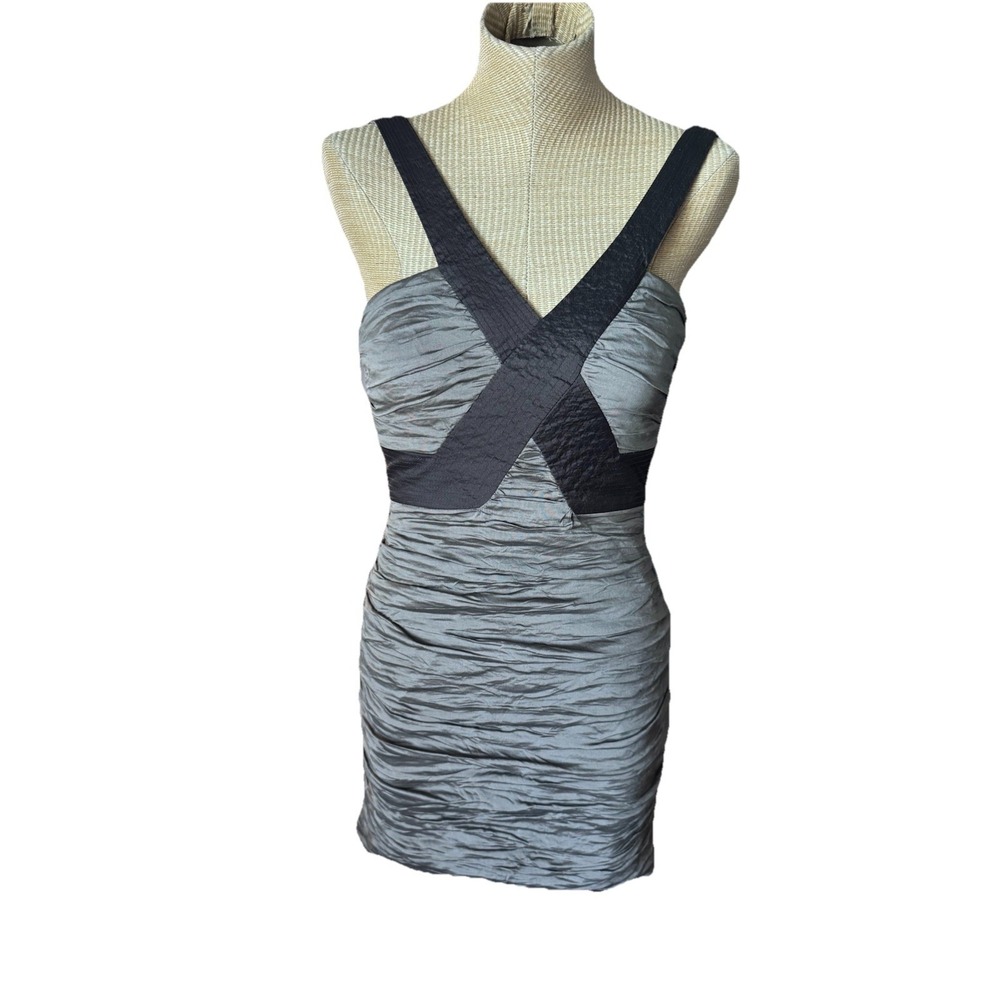 BCBG Max Azria Taffeta Bandage‎ Bodycon Mini Dress Simson Mocha Brown Sz 6 NWT